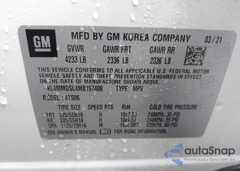 2021 Buick Encore Gx Fwd Select из США, поврежденный, VIN KL4MMDSL4MB157488